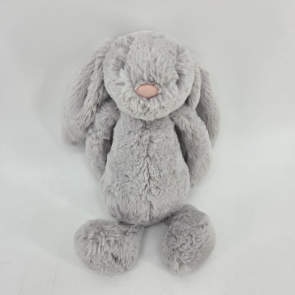 Jellycat Medium Bashful Bunny‎ Rabbit Silver Gray Grey Plush Stuffed Animal